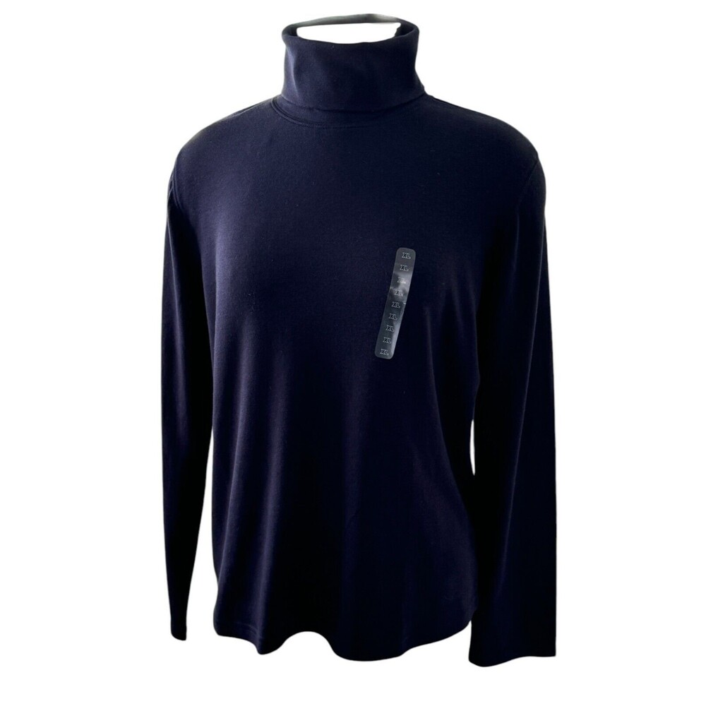 St. John's Bay Women X-Large Navy Blue Long Sleeve Turtleneck Top New w/Tag